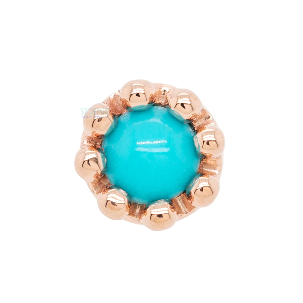 Crown Prong Threaded End in Gold with Turquoise Cabochon - Image 4