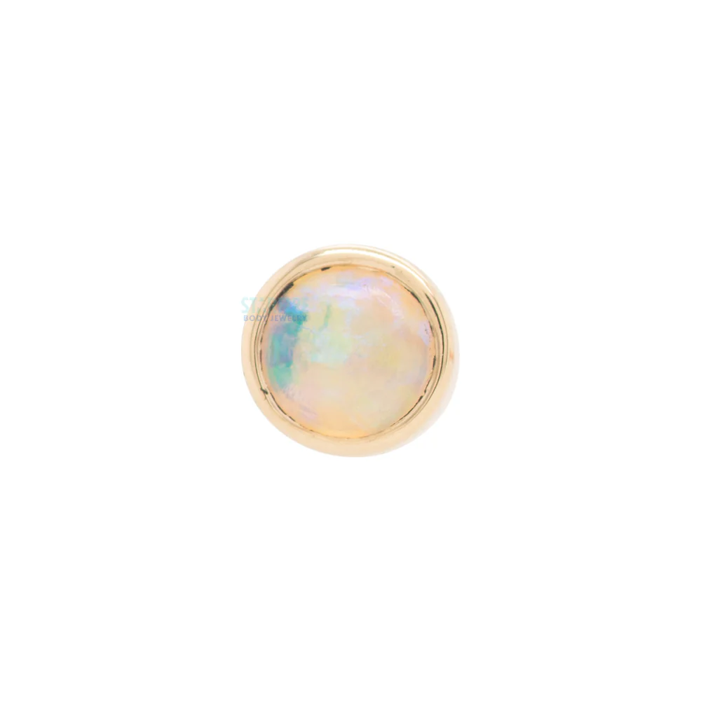 Genuine White Opal in Cup Setting Nostril Screw in Gold - Image 2