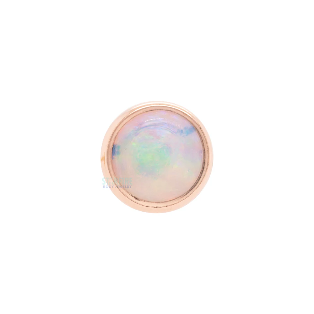 Genuine White Opal in Cup Setting Nostril Screw in Gold - Image 3