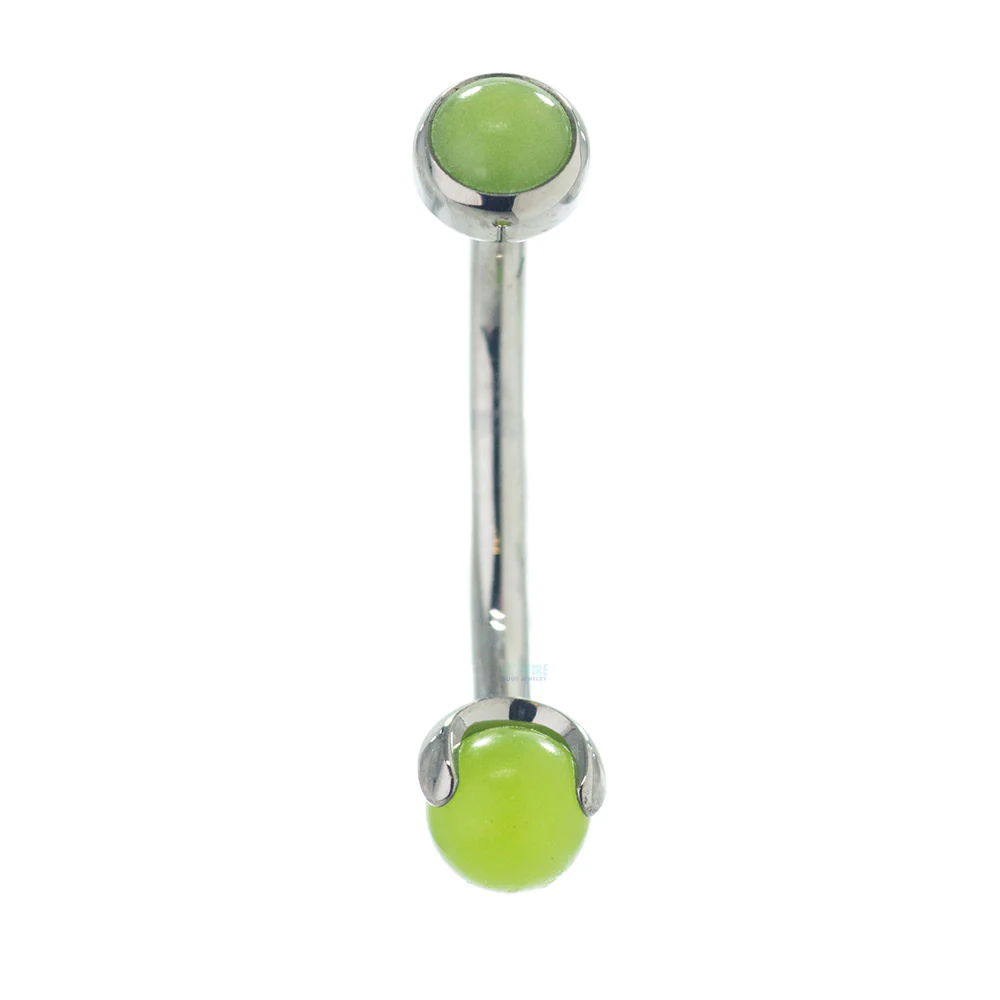 Natural Stone in Bezel & Stone Ball in Prongs Curved Barbell