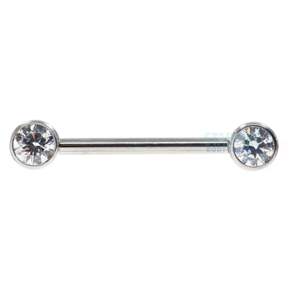 Faceted Gem Forward Facing Nipple Barbell in Bezel's - single - Image 10