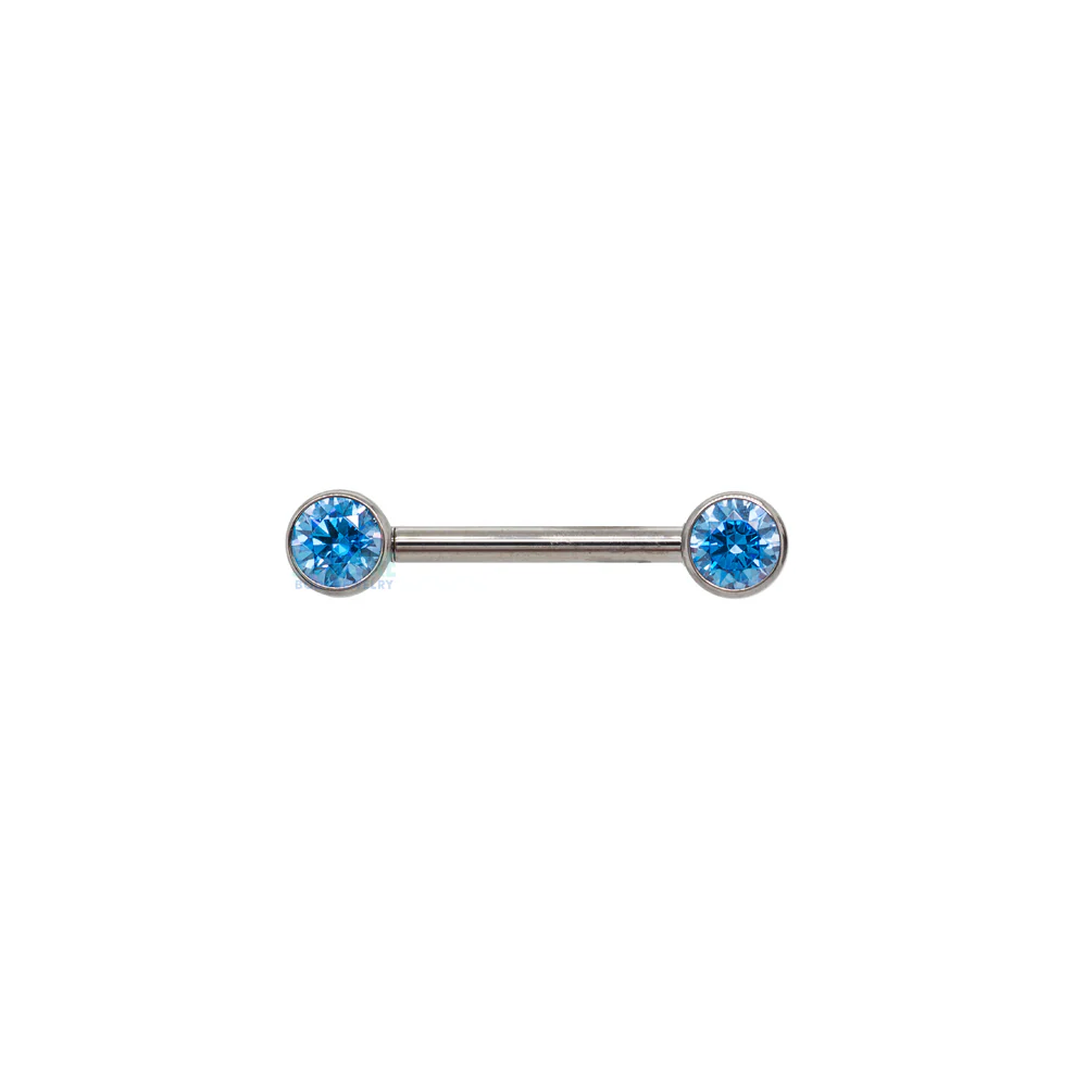 Faceted Gem Forward Facing Nipple Barbell in Bezel's - single - Image 5