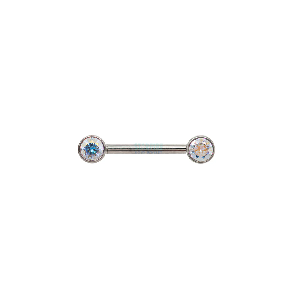 Faceted Gem Forward Facing Nipple Barbell in Bezel's - single - Image 6
