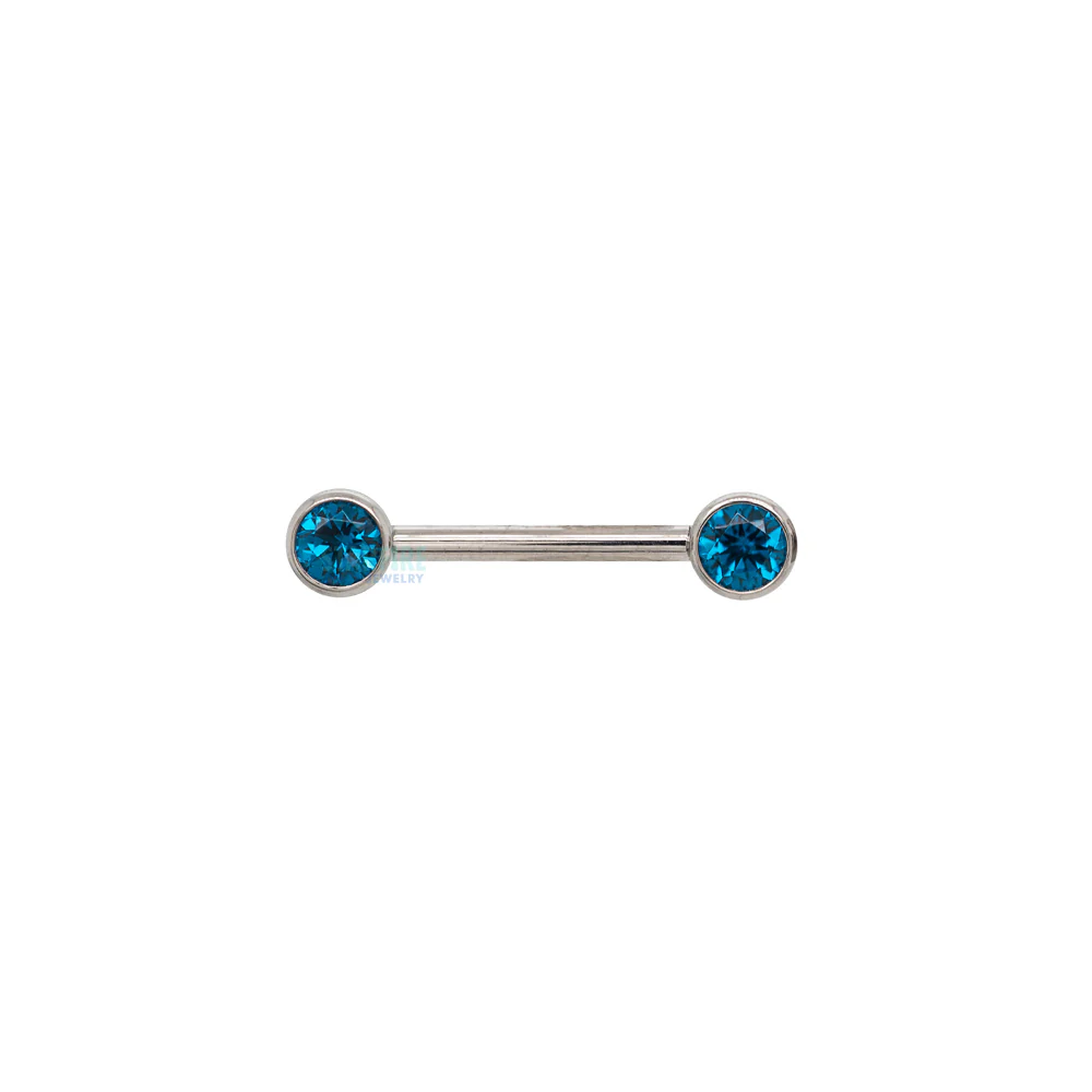 Faceted Gem Forward Facing Nipple Barbell in Bezel's - single - Image 8