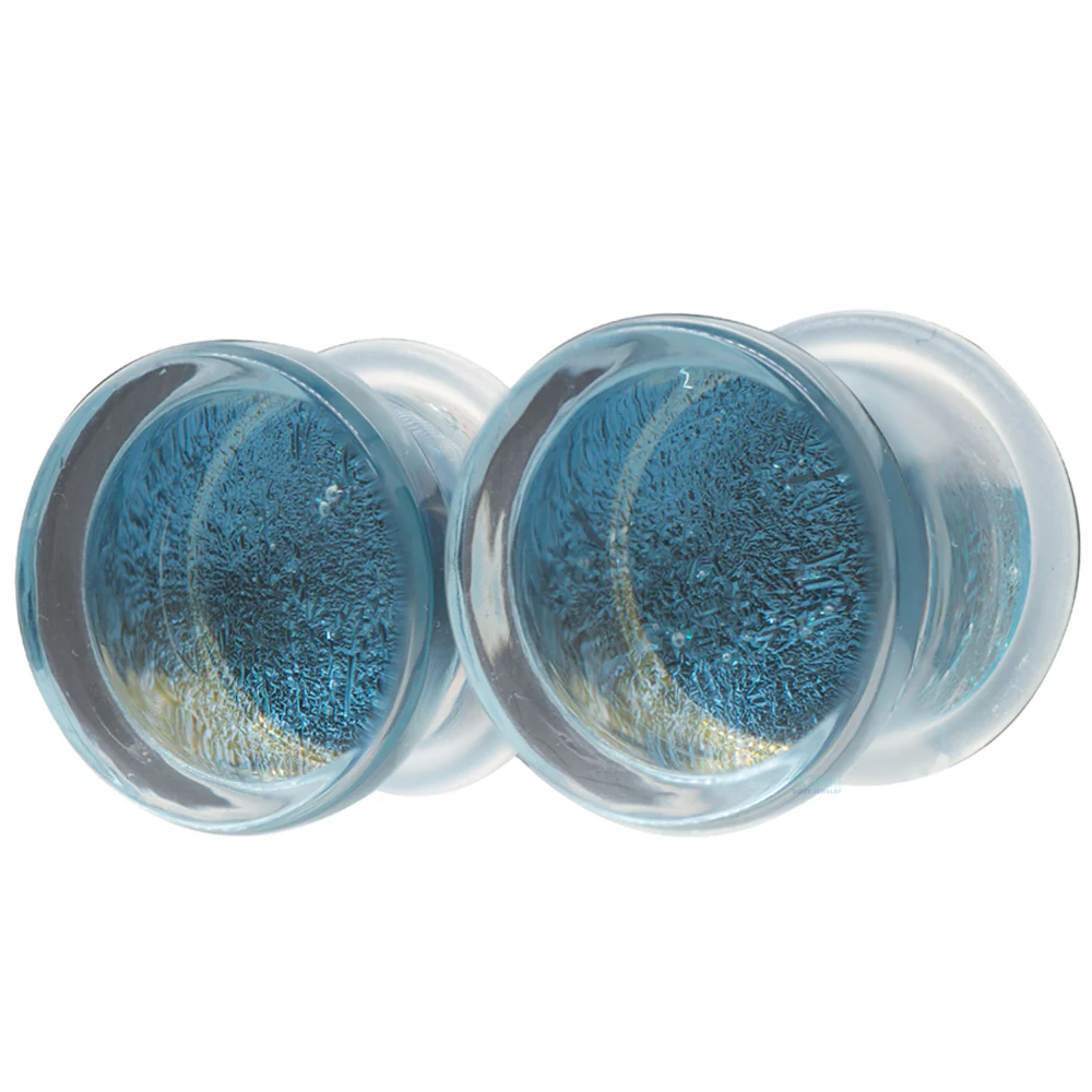 Deluxe Dichroic Glass Plugs - Indigo Silver - Image 3
