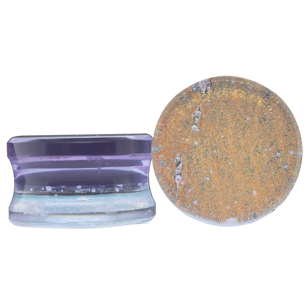 Deluxe Dichroic Glass Plugs - Lavender Gold - Image 5