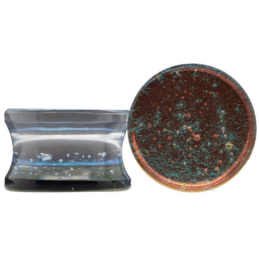 Deluxe Dichroic Glass Plugs - Smoke Turquoise - Image 2