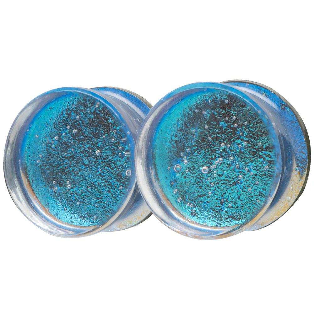 Deluxe Dichroic Glass Plugs - Smoke Turquoise - Image 3