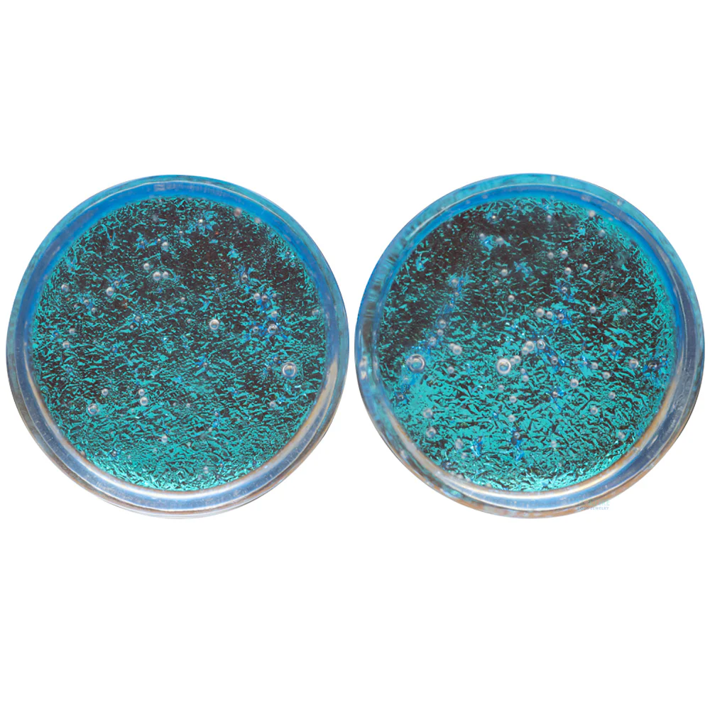 Deluxe Dichroic Glass Plugs - Smoke Turquoise - Image 4
