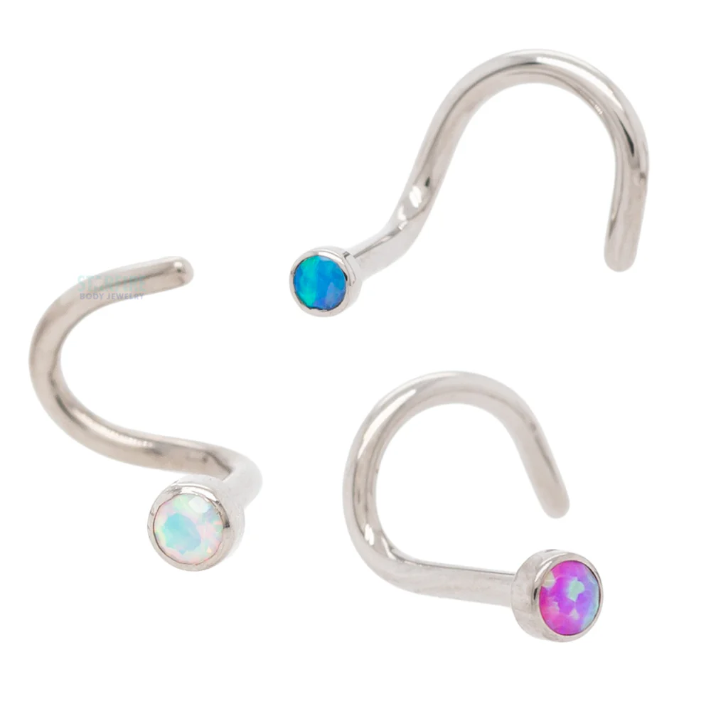 Demi Bezel-set Faceted Opal Nostril Screw