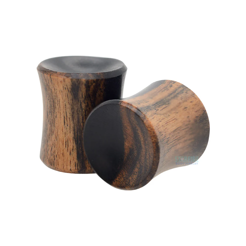 Concave Wood Plugs - Tiger Ebony