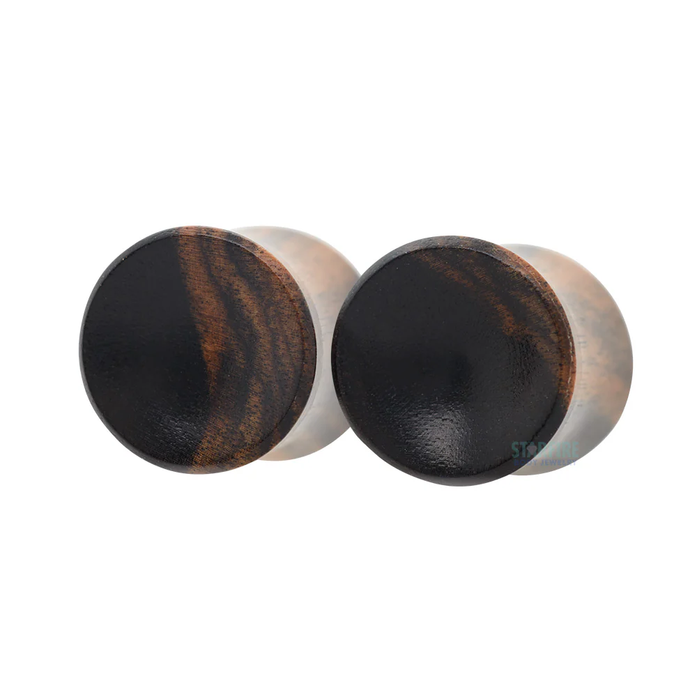 Concave Wood Plugs - Tiger Ebony - Image 2