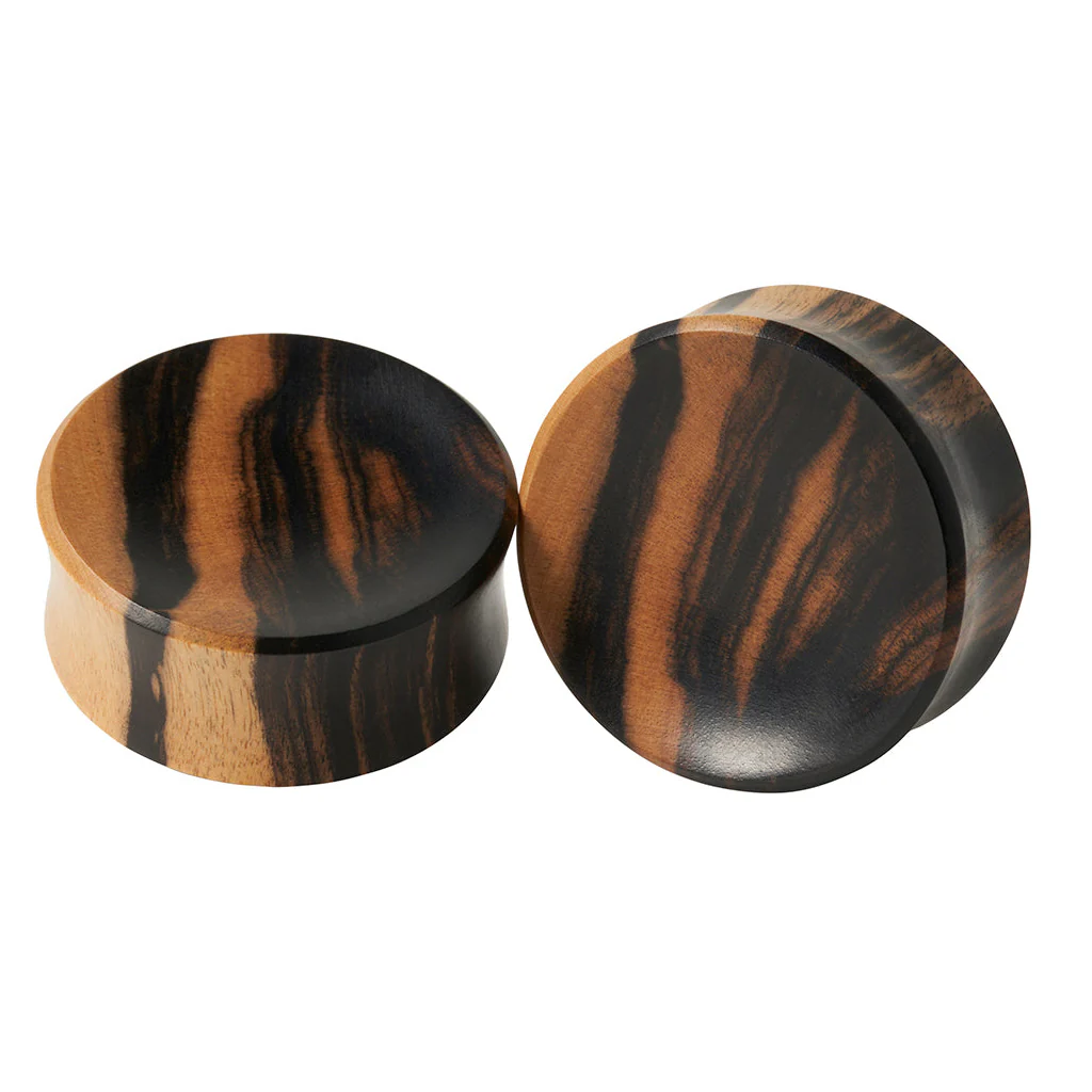Concave Wood Plugs - Tiger Ebony - Image 3