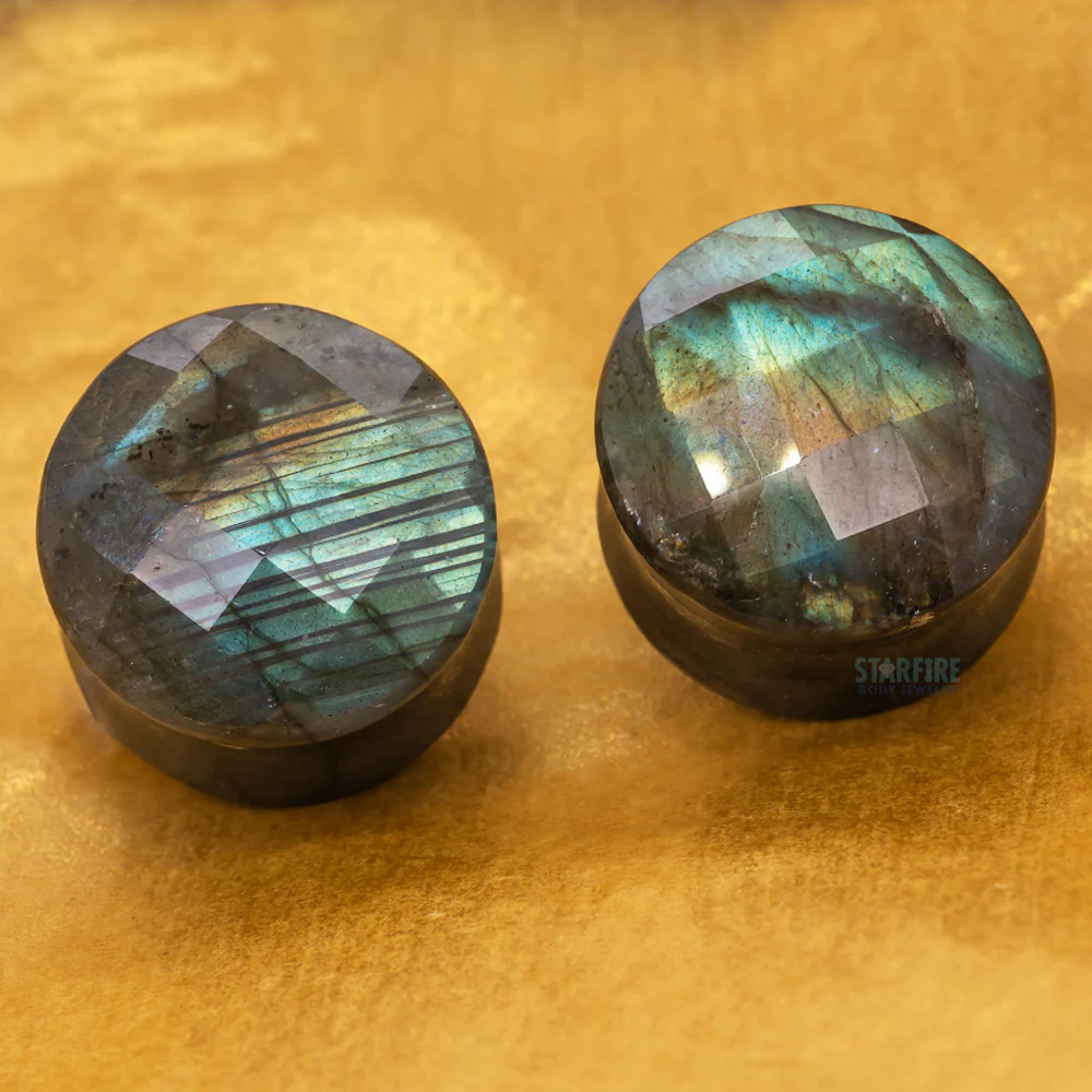 Faceted Stone Plugs - Labradorite - Image 2