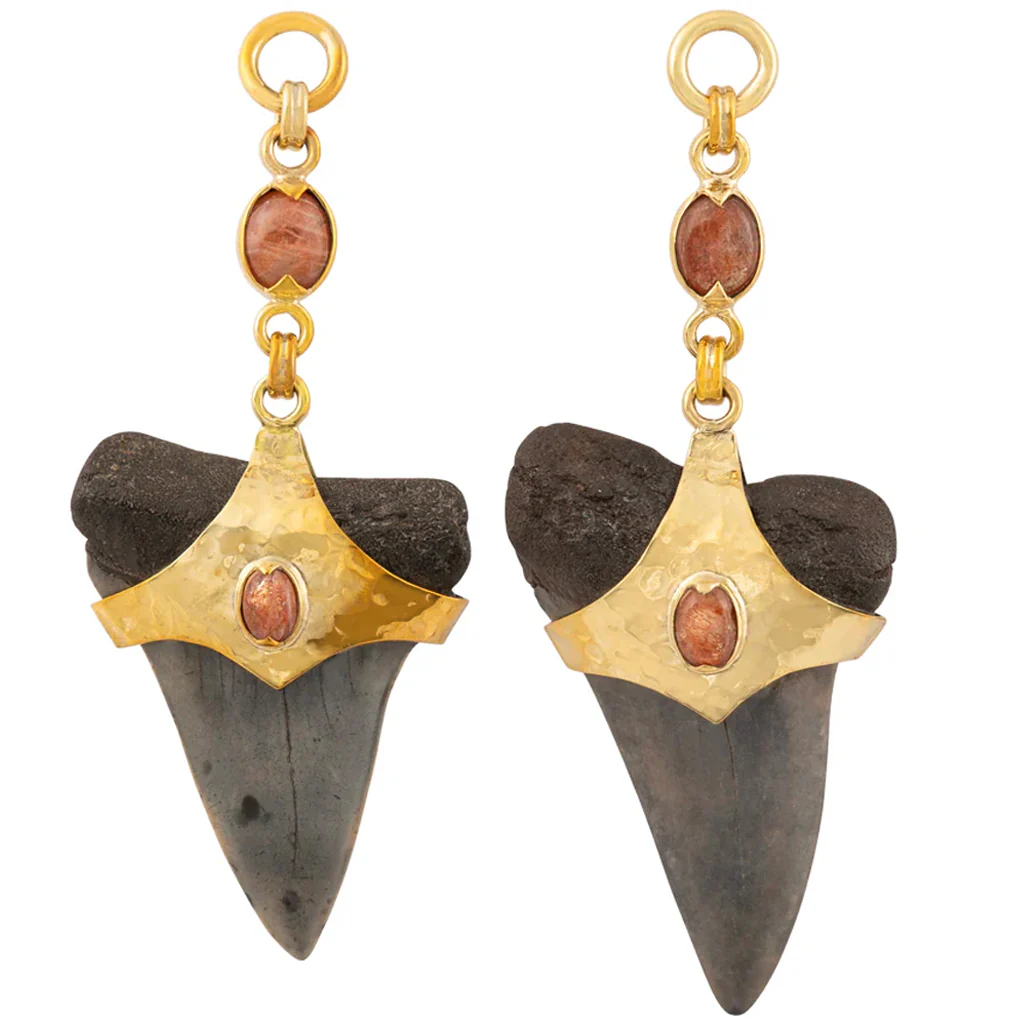 Megalodon (Shark) Teeth Hangers with Sunstone
