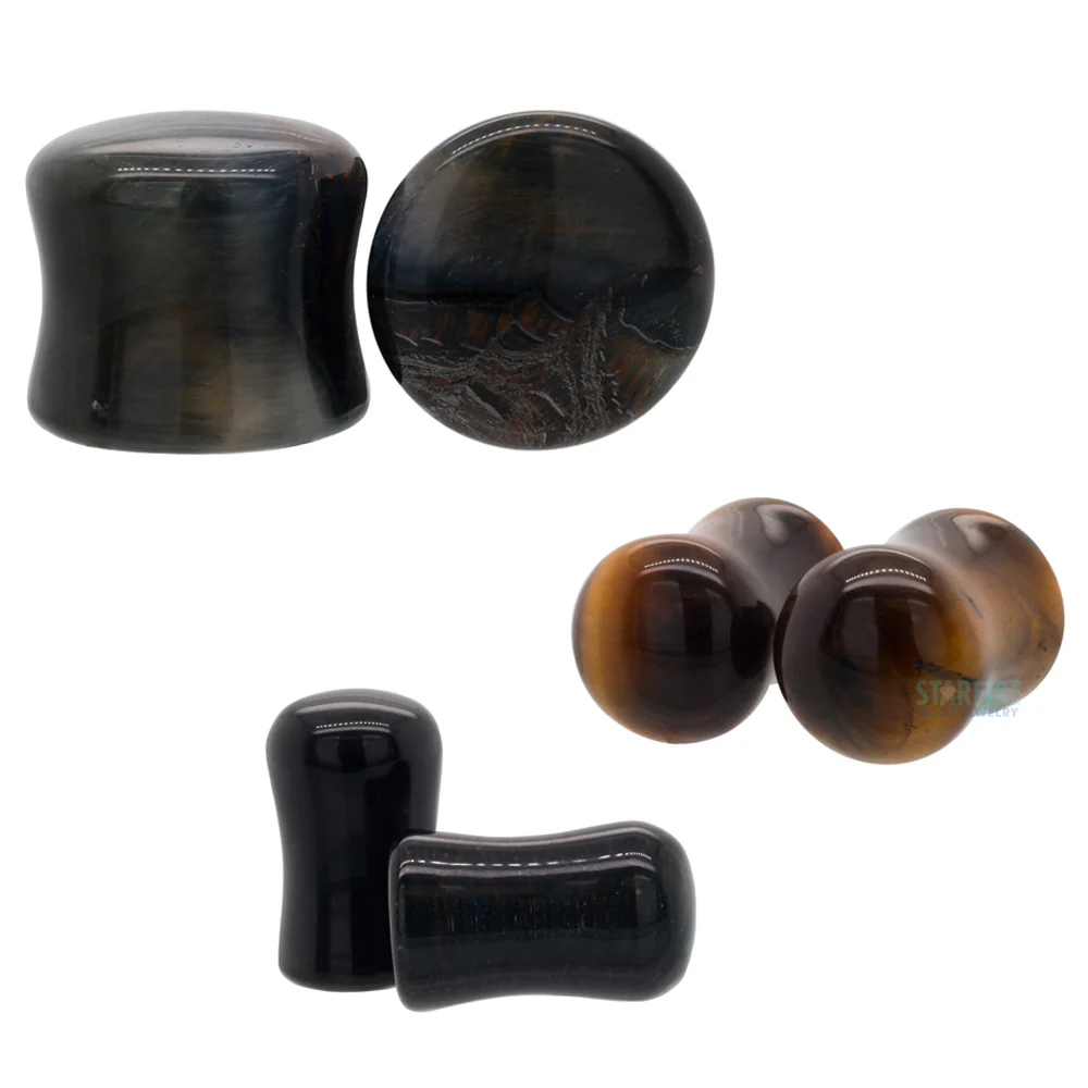 Stone Plugs - Blue Tiger's Eye