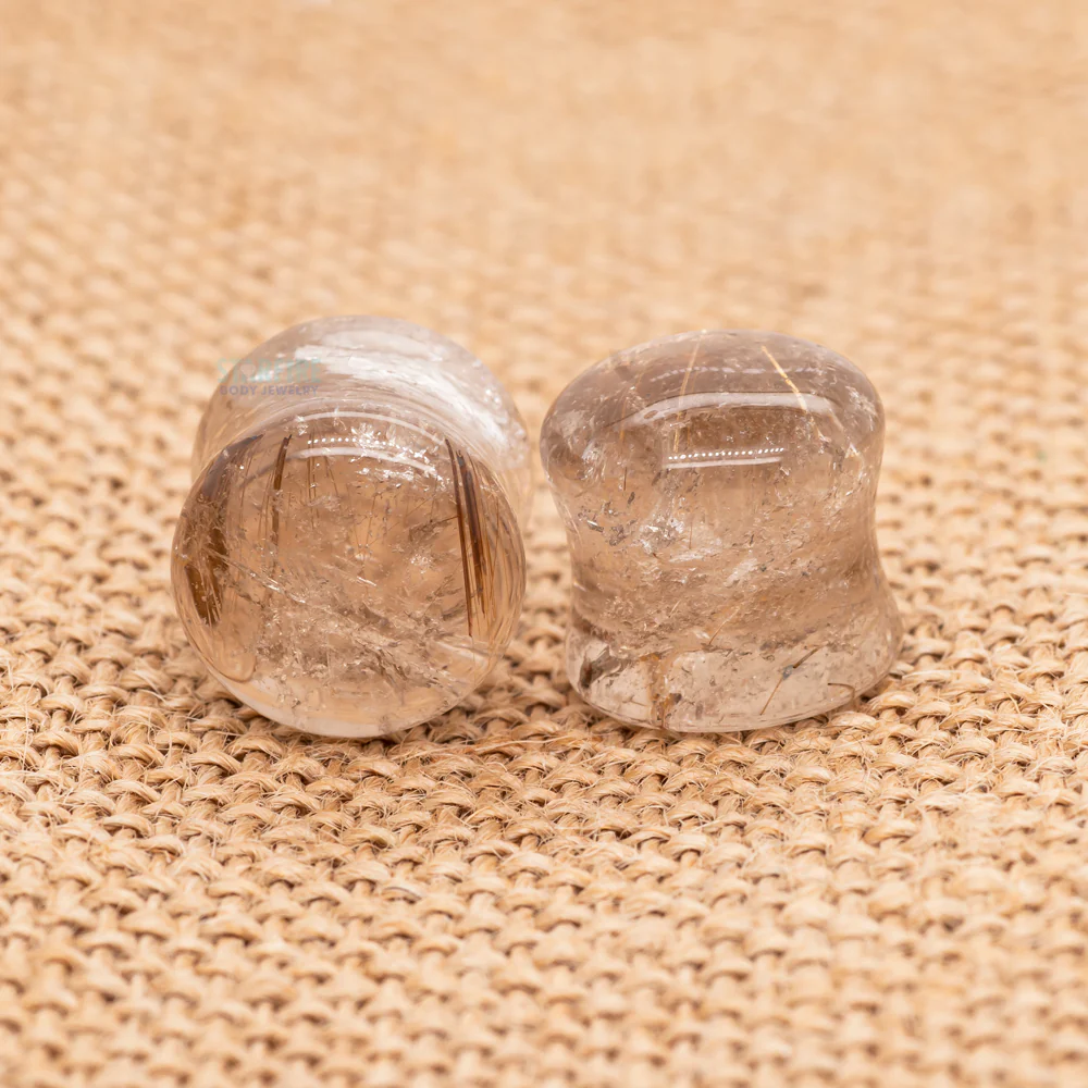 Stone Plugs - Gold Rutile Quartz - Image 2