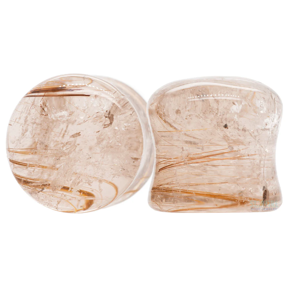 Stone Plugs - Gold Rutile Quartz - Image 3