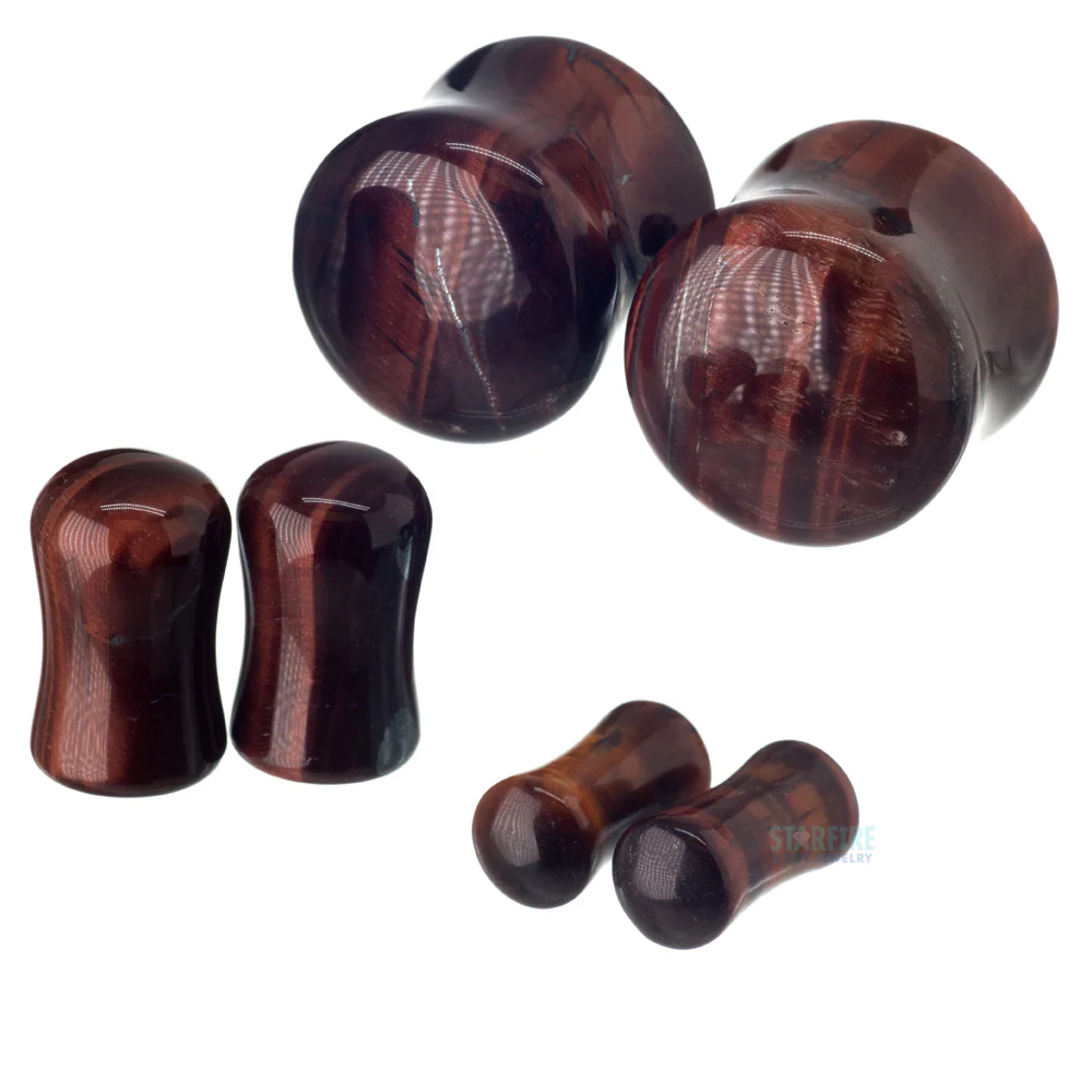 Stone Plugs - Red Tiger's Eye