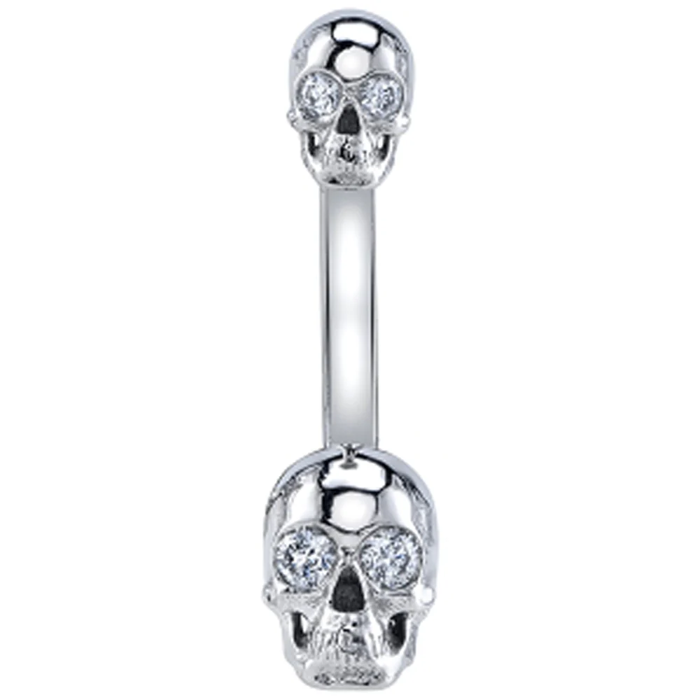 "Doja Skull" Navel Curve in Gold with DIAMONDS