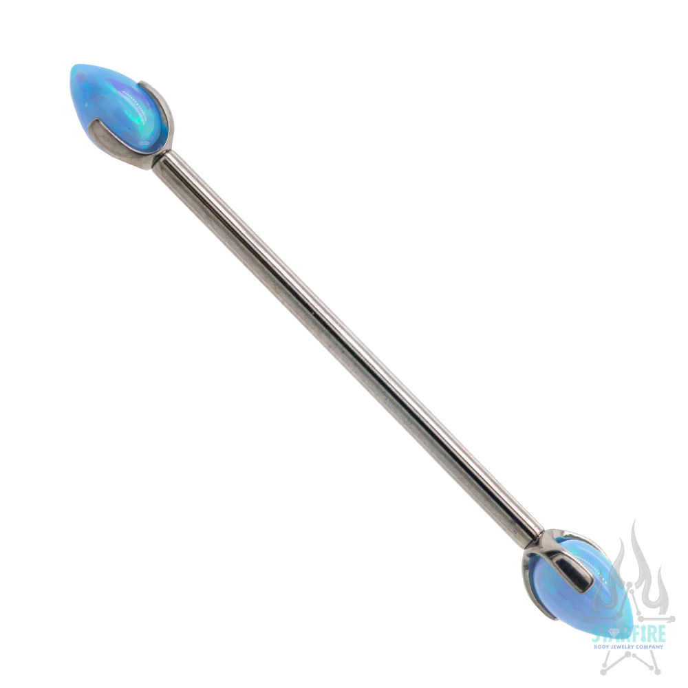 "Dragon Egg" with Opal in Prong's Industrial Barbell - Image 4