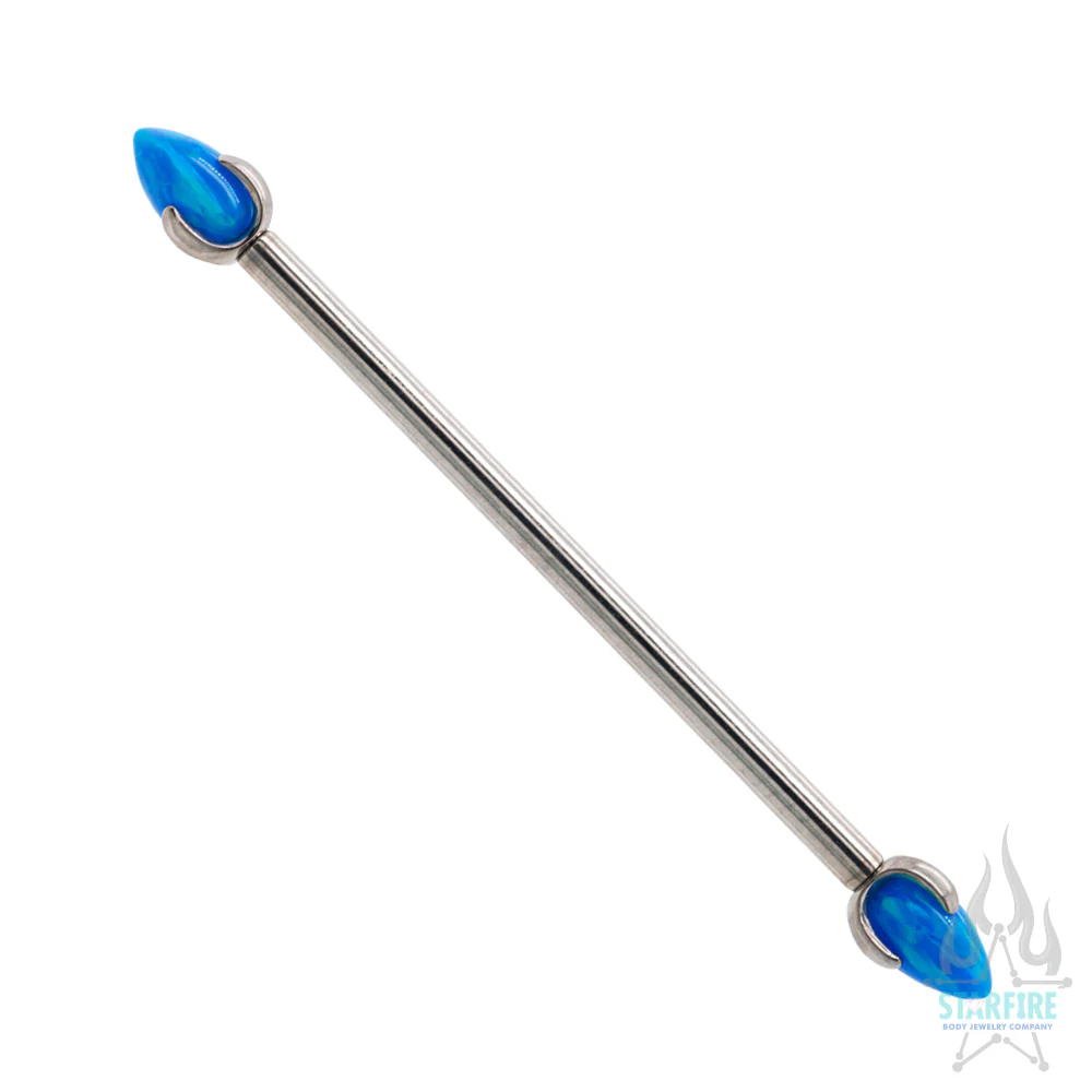 "Dragon Egg" with Opal in Prong's Industrial Barbell - Image 6