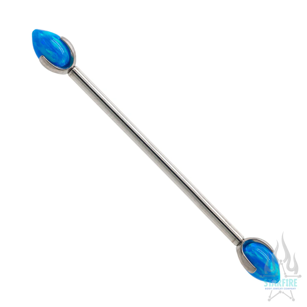 "Dragon Egg" with Opal in Prong's Industrial Barbell - Image 7