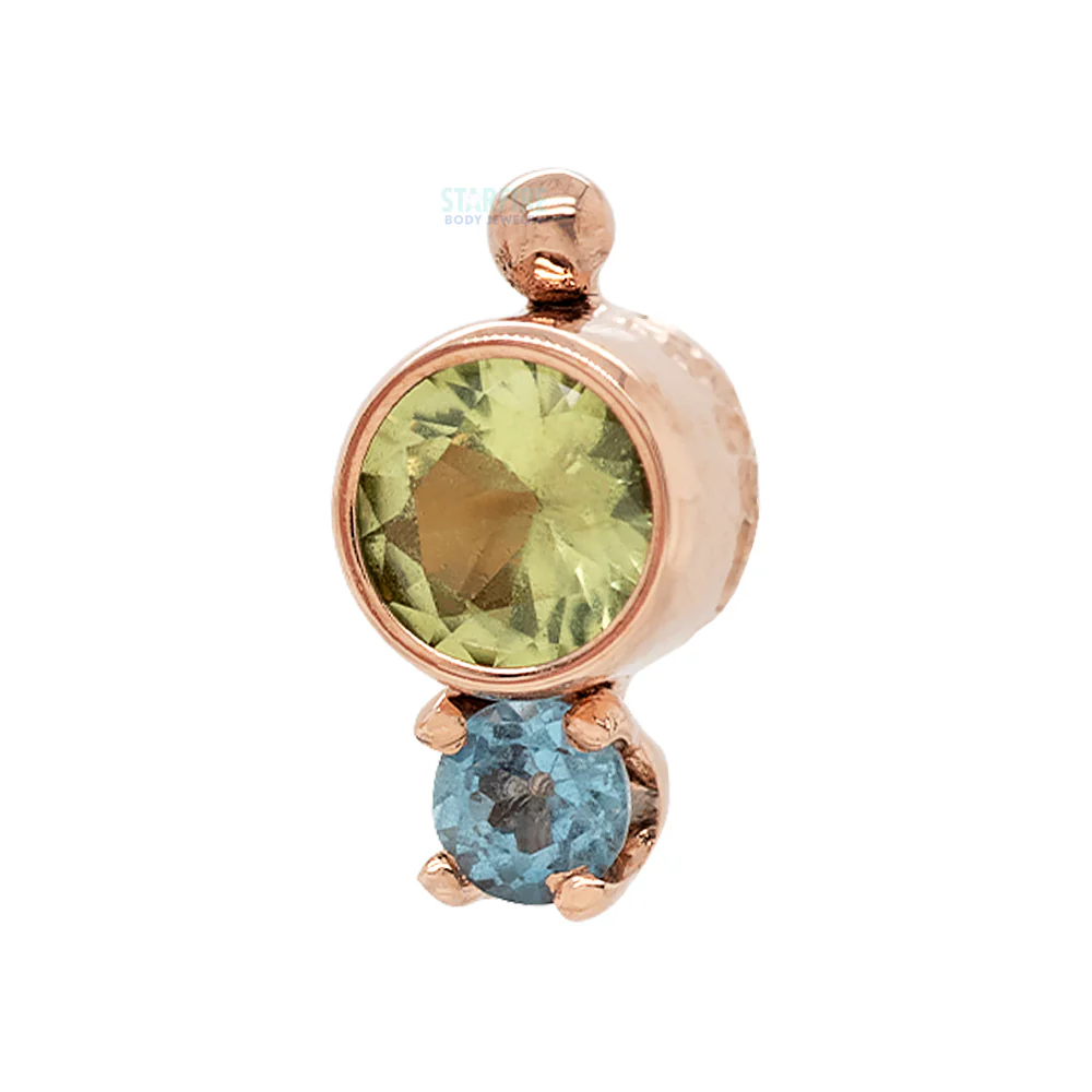 threadless: Double Gem End in Gold with Peridot & London Blue Topaz - Image 3