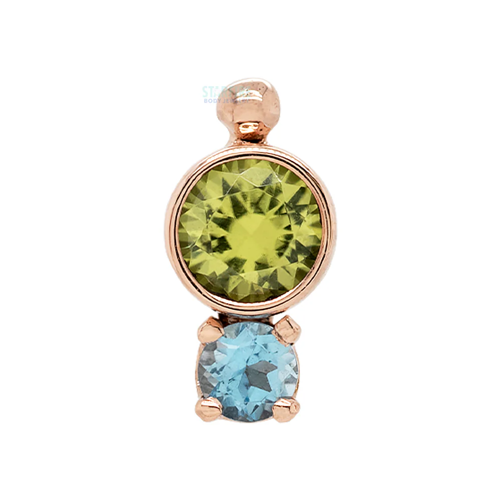threadless: Double Gem End in Gold with Peridot & London Blue Topaz - Image 4