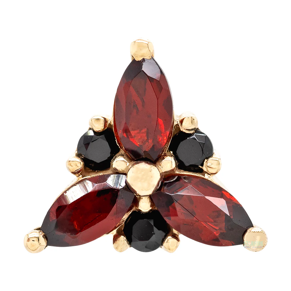 threadless: "Lilith" End in Gold with Mozambique Garnet & Black Spinels - Image 2