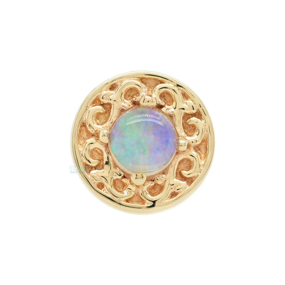 "Elizabeth" Nostril Screw in Gold with Genuine White Opal - Image 3