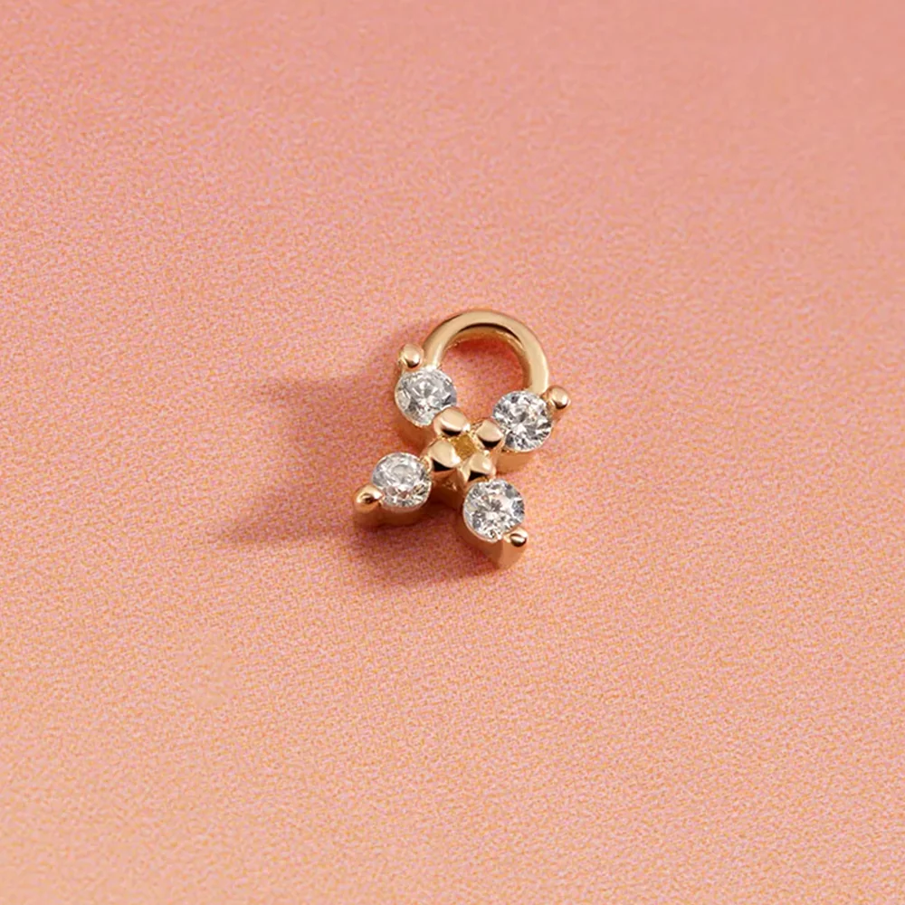 "Crux" Charm in Gold with White CZ's - Image 2