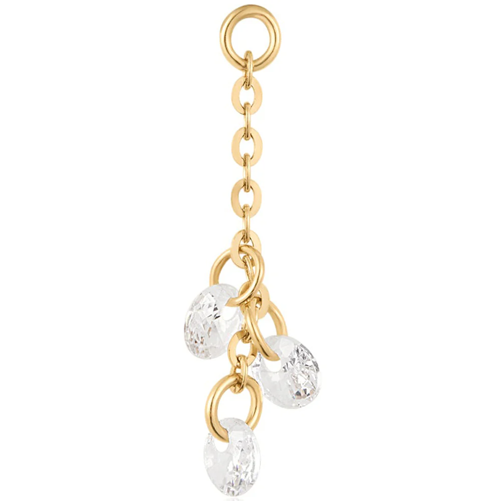 "Cry Baby" Chain Charm in Gold with White CZ's - Image 3