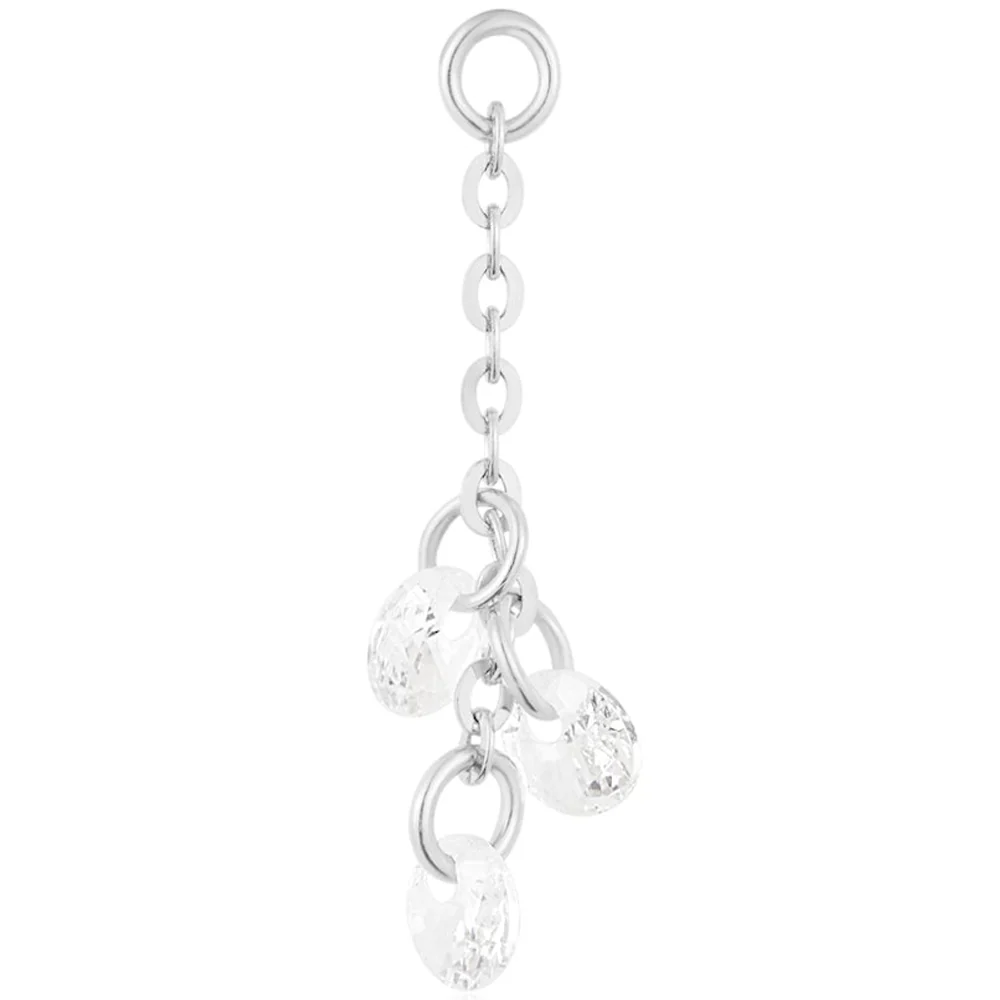 "Cry Baby" Chain Charm in Gold with White CZ's - Image 4