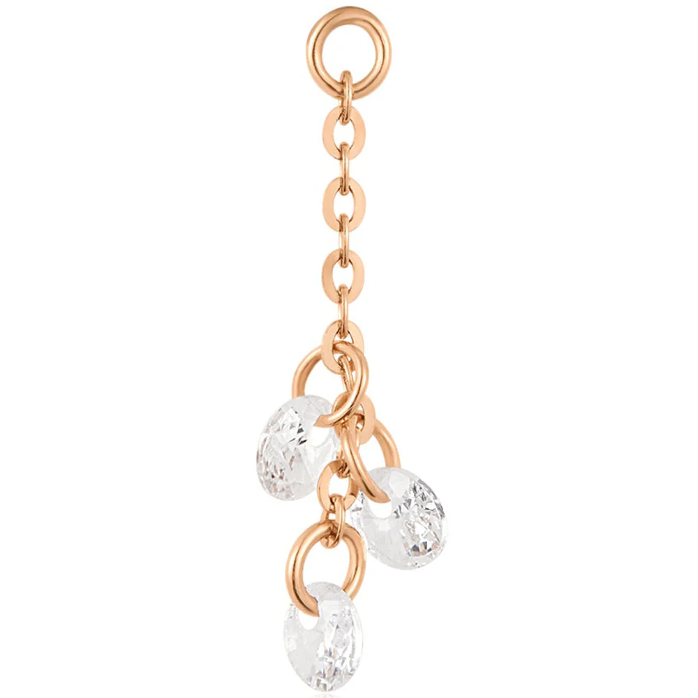 "Cry Baby" Chain Charm in Gold with White CZ's - Image 5