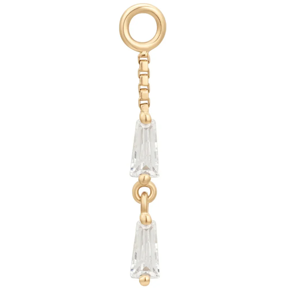 "Double Trouble" Chain Charm in Gold with White CZ's