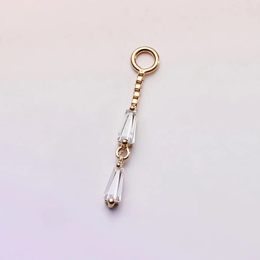 "Double Trouble" Chain Charm in Gold with White CZ's - Image 2