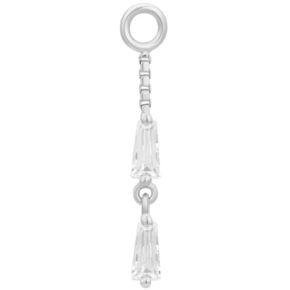 "Double Trouble" Chain Charm in Gold with White CZ's - Image 4