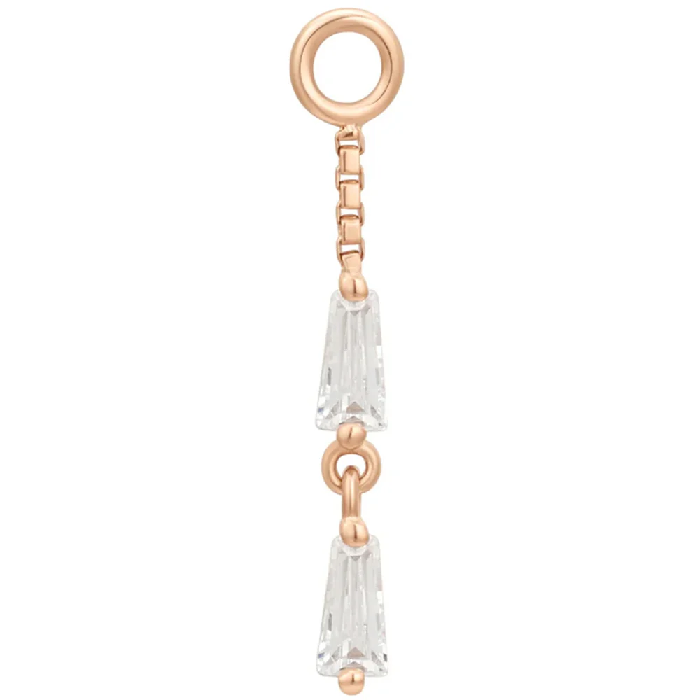 "Double Trouble" Chain Charm in Gold with White CZ's - Image 5