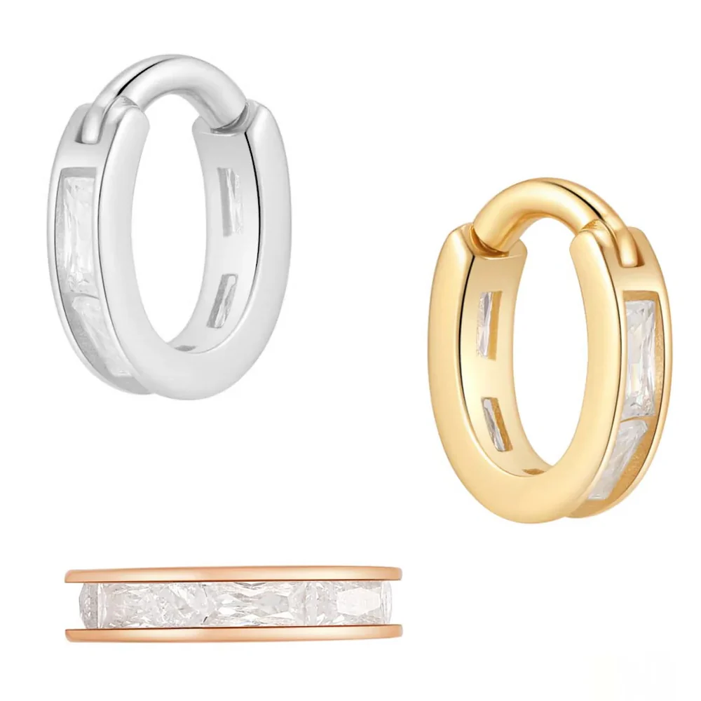 "Eternal" Hinge Ring / Clicker in Gold with White CZ's