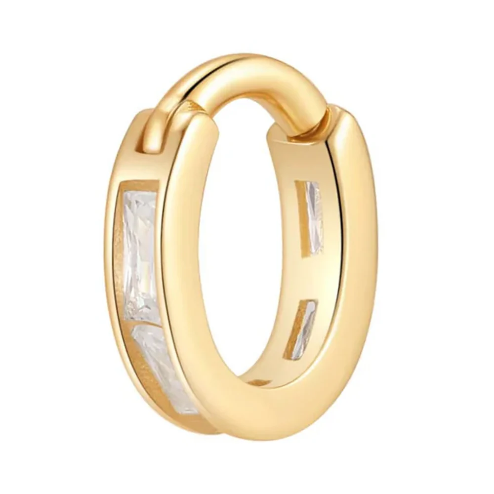 "Eternal" Hinge Ring / Clicker in Gold with White CZ's - Image 4