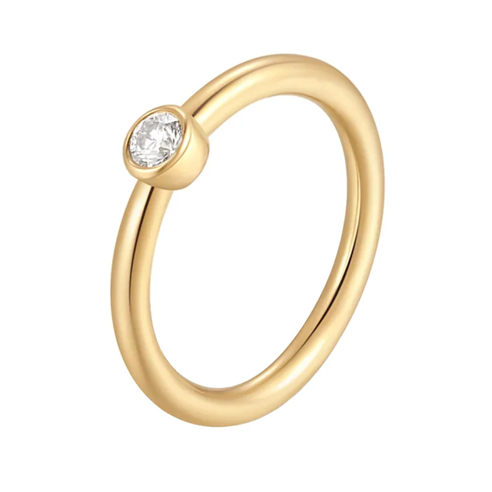 Fixed Bezel Seam Ring in Gold with Moissanite - Image 3