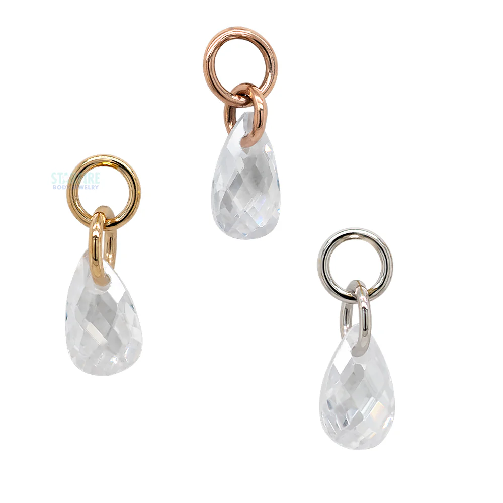 "Linger" Charm in Gold with White CZ