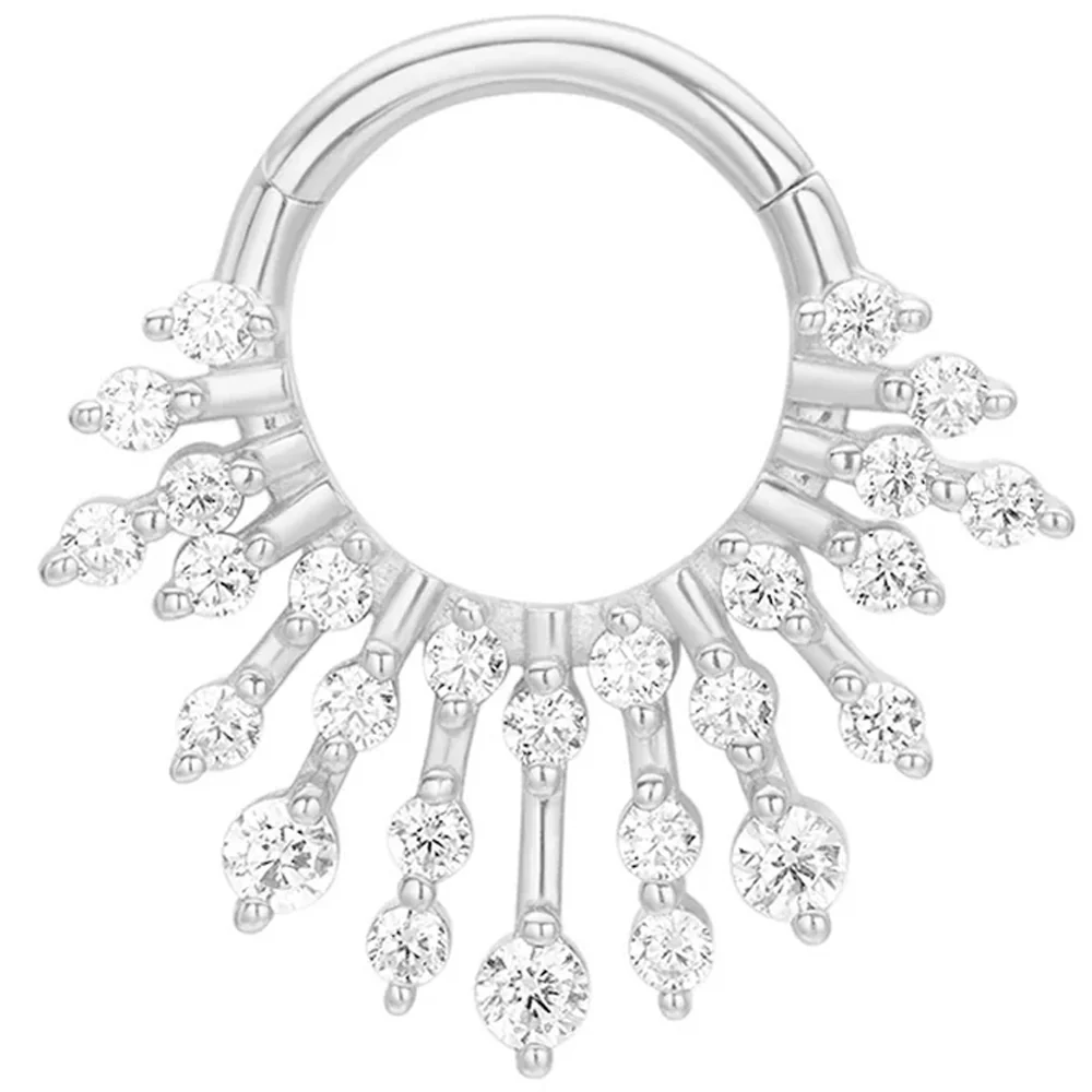 "Love Chant" Hinge Ring / Clicker in Gold with White CZ's - Image 2