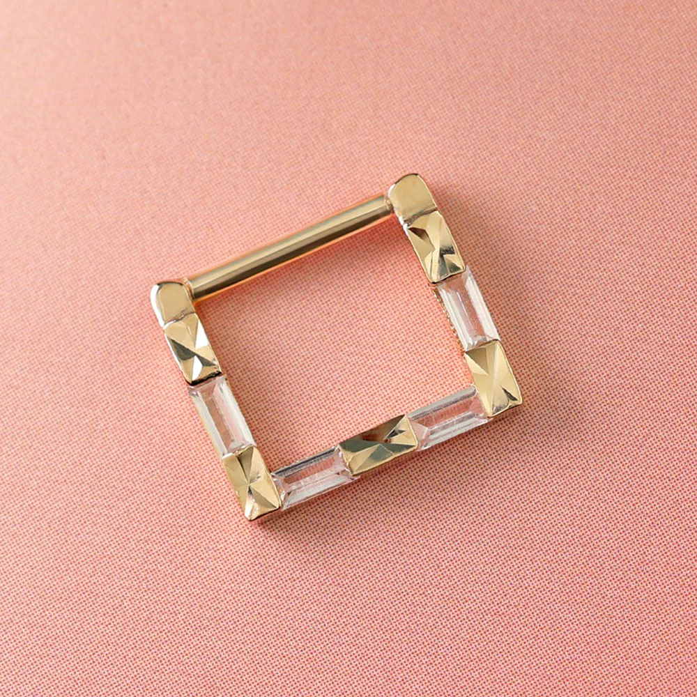 "Matter of Fact" Hinge Ring / Clicker in Gold with White CZ's - Image 2