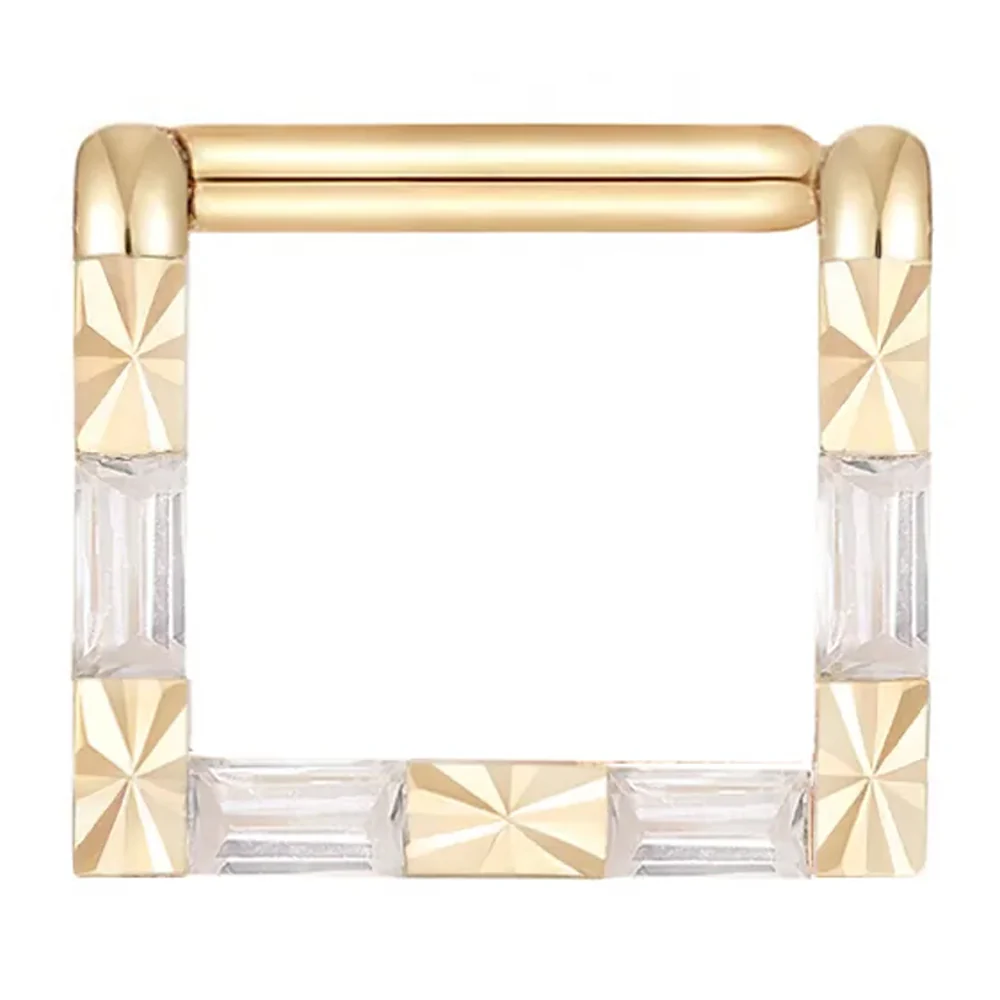 "Matter of Fact" Hinge Ring / Clicker in Gold with White CZ's - Image 3