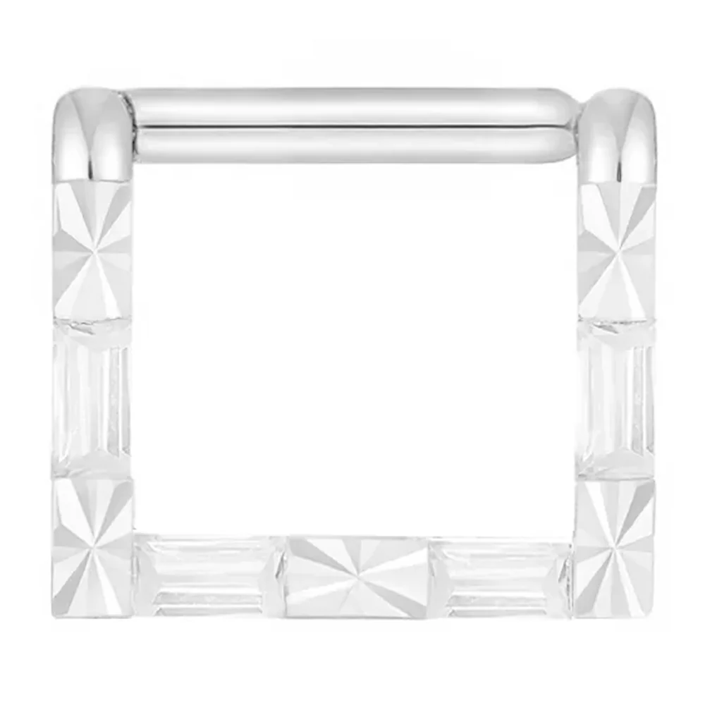 "Matter of Fact" Hinge Ring / Clicker in Gold with White CZ's - Image 4