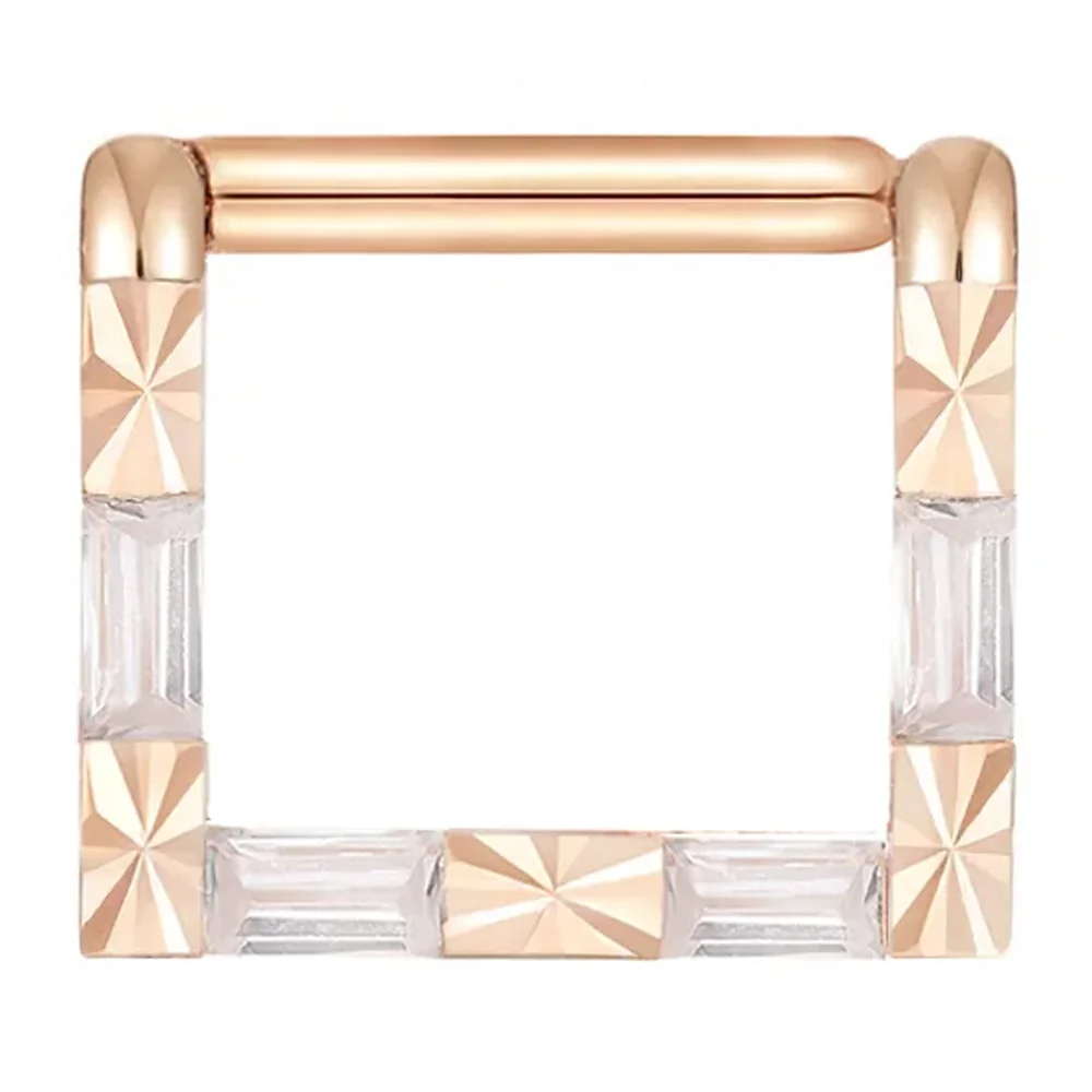 "Matter of Fact" Hinge Ring / Clicker in Gold with White CZ's - Image 5