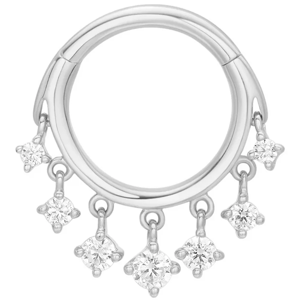 "Mirage" Hinge Ring / Clicker in Gold with White CZ's - Image 2