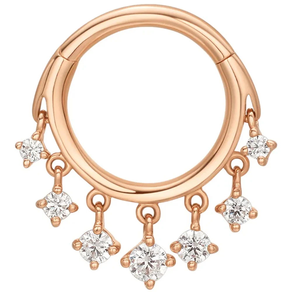 "Mirage" Hinge Ring / Clicker in Gold with White CZ's - Image 3